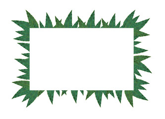 Natural leaves border on white background