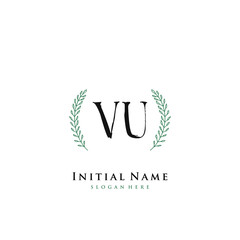 VU Initial handwriting logo vector