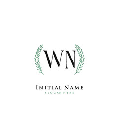 WN Initial handwriting logo vector