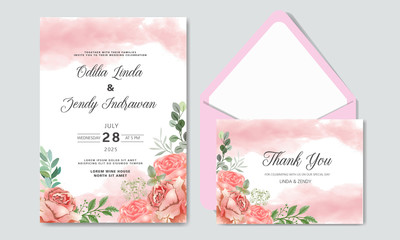 beautiful flower vector wedding invitation cards