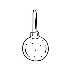 Medical enema, lavement medical equipment cartoon doodle hand drawn vector illustration, icon, sticker. Black line art design. Isolated on white background. Easy to change color. Medicine, health care