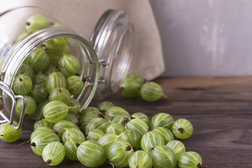 gooseberry glass jar on a wooden table