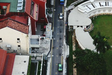 High Angle View Of Road Amidst Buildings