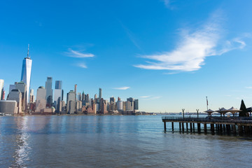 Fototapeta na wymiar Jersey City Waterfront with the Lower Manhattan New York City Skyline