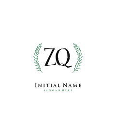ZQ Initial handwriting logo vector