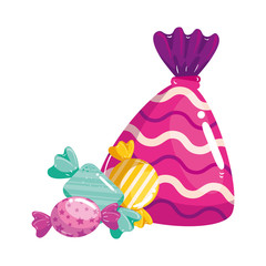 set of candies in wrapper isolated icon