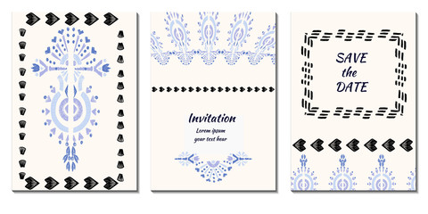 Cover royal greeting design. Modern template with ikat ornament for wedding design or greeting card any purpose