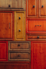 Fototapeta premium Design wall making with old wooden furniture cupboards