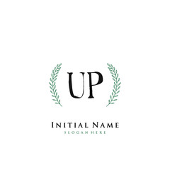 UP Initial handwriting logo vector