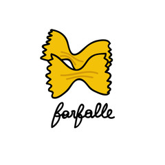 farfalle pasta doodle icon, vector illustration