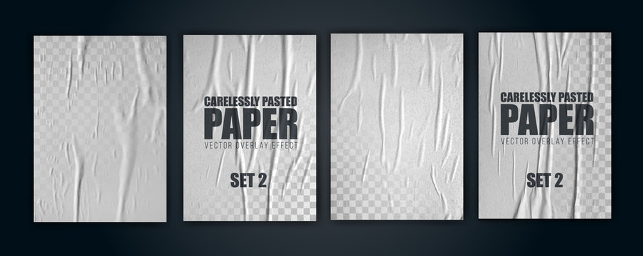 vector illustration object. badly glued white paper. crumpled poster. set2
