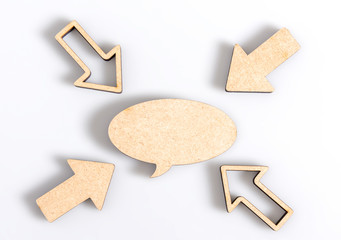 Arrows pointing to place for text. Light background