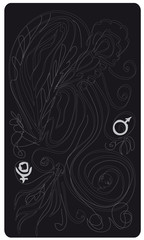 Tarot cards back design, reverse side. Pluto, Mars, astrological symbol