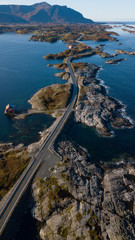 The Atlantic Ocean Road (Originally in Norwegian: Atlanterhavsvegen or Atlanterhavsveien), the road runs over dozens of small islands, Norway 2019