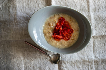 Summer breakfast with oatmeals