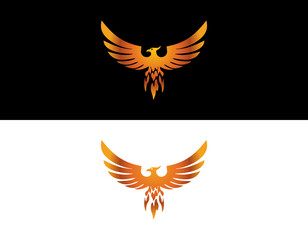 A beautiful bird called golden phoenix!  This is a nice version of phoenix, with golden gradient effects, looks like gold and have unlimited size because it's vector.