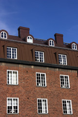 Husfasad på bostadshus.