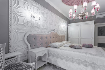 Classic bedroom with double bed, tv