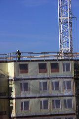 Byggarbetsplats för bostadsproduktion.