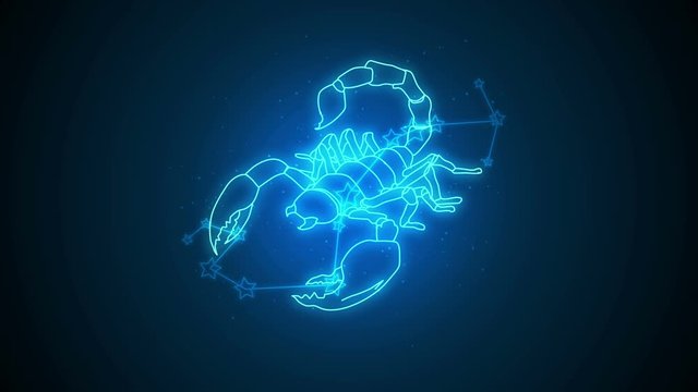 Scorpio zodiac constellation icons signs with galaxy stars background, Astrology symbol