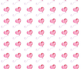 Seamless pattern with Illustration of balloon - element watercolor set for Valentine's Day.