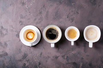 Fresh coffee in cups