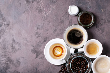 Fresh coffee in cups