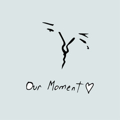 hand-drawn kissing couple, our moment 