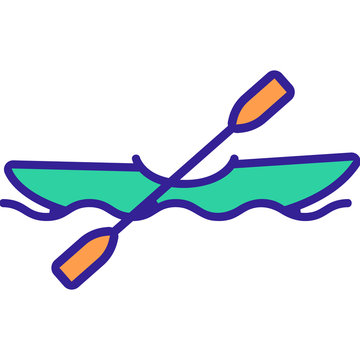 recommend clip art: canoe on the river icon vector. Thin line sign. Isolated contour symbol illustration