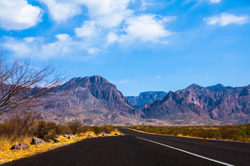 Road to Chisos Mountains, Big Bend National Park, Texas, USA,