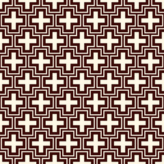 Minimalist abstract background. Simple modern print with crosses. Outline seamless pattern with geometric figures.