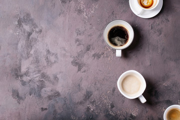 Fresh coffee in cups