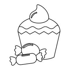 delicious cupcake with candies isolated icon