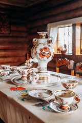 Samovar in the kitchen in the Russian style