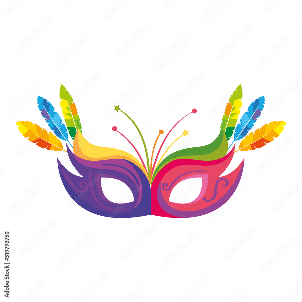 Canvas Prints mask carnival with feathers isolated icon