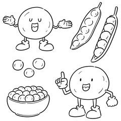 vector set of green pea