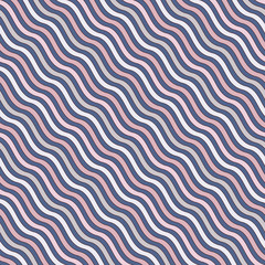 Pastel colors diagonal wavy stripes seamless pattern. Repeated line wallpaper. Simple classic motif.