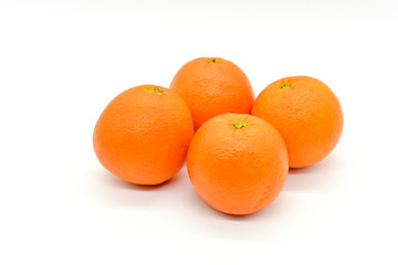 Group of Mandarin Oranges on White Background