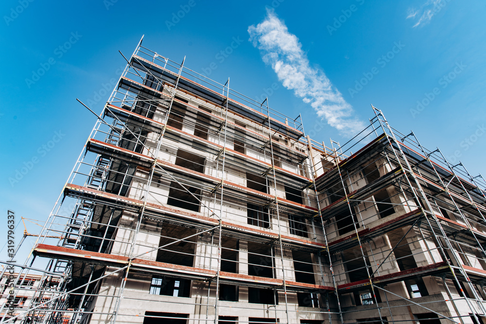 Wall mural construction of a multi-storey building.