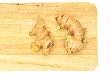 Top View of Ginger on Wooden Board