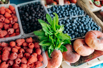 bio colorful berries at the market