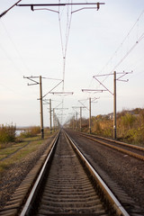 Obraz premium Railway rails metal reliable transport - travel, industry, perspective