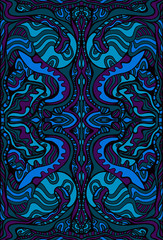 Surreal dark psychedelic background. Vector fantastic illustration. Abstract bizarre ornamental stylish card