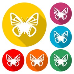Butterfly Circle Icon Flat with long Shadow