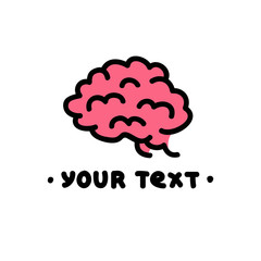 brain doodle icon, vector illustration