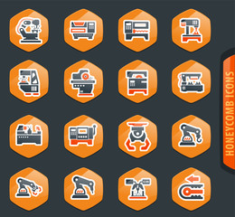 Machine tool icons set