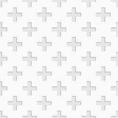 Abstract seamless pattern of crosses or plus signs with shadows. Crosses ornament. Modern stylish texture. Design for textile print; poster; web design. Vector background.