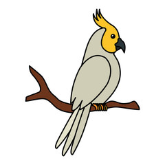 Fototapeta premium parrot bird in tree branch isolated icon