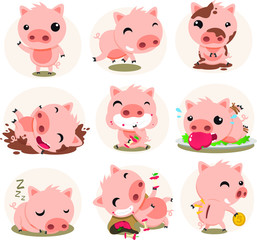 pig cartoon set