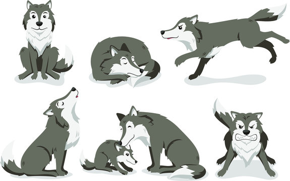 wolf cartoon set